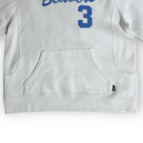 Roots Canada Athletics Women's White & Blue Flocked Graphic Beavers Hoodie Sz S - Picture 7 of 13
